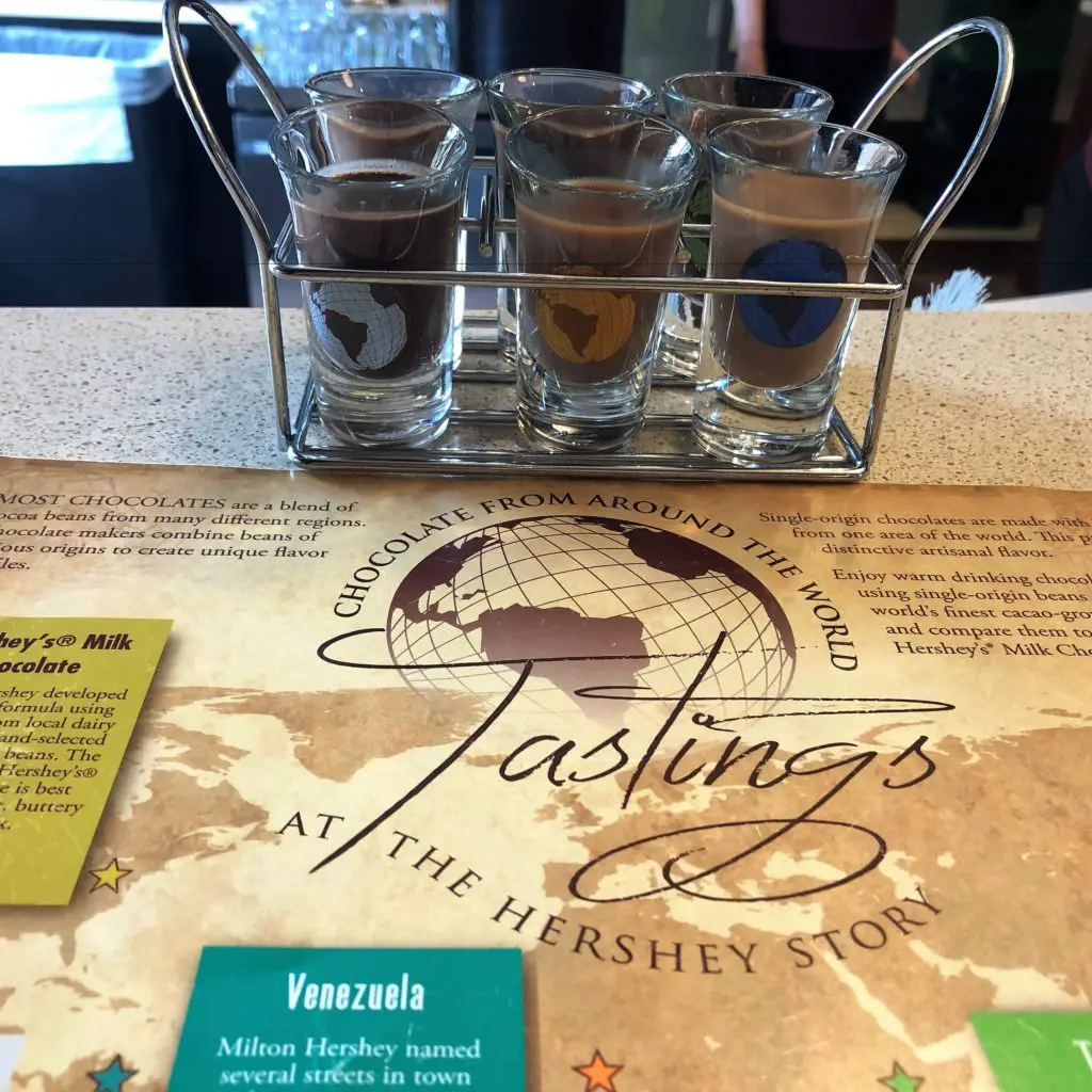 The Chocolate Tastings at The Hershey story is a delicious chocolate trip around the world. #chocolatetasting #HersheyStory #HersheyPA #pennsylvania #familytravel