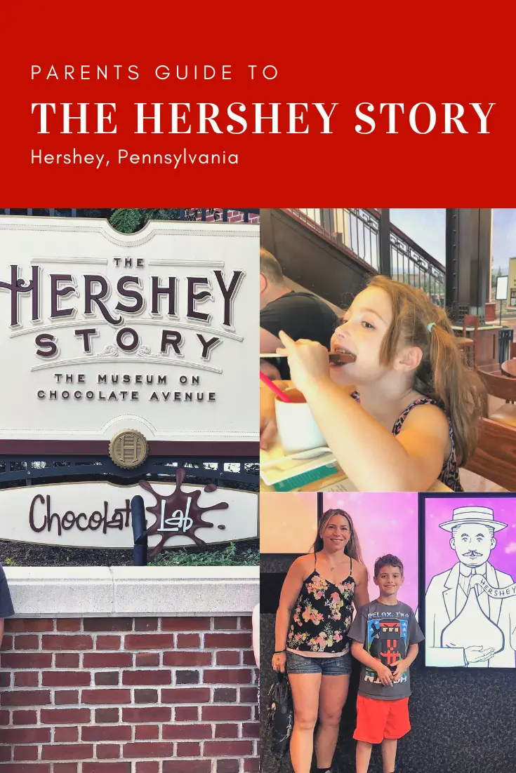 Parents guide to The Hershey Experience in Hershey PA. The Hershey Museum Experience is excellent for kids with lots of hands on and interactive activities. Plus, the Chocolate Tastings and Chocolate Lab experiences are super fun! It is also a great educational experience to learn more about the history of one of America's favorite companies and the philanthropic founder behind it. #hersheypa #familytravel #pennsylvania #museums #hersheypa #chocolatetasting #chocolatelab #travelguide