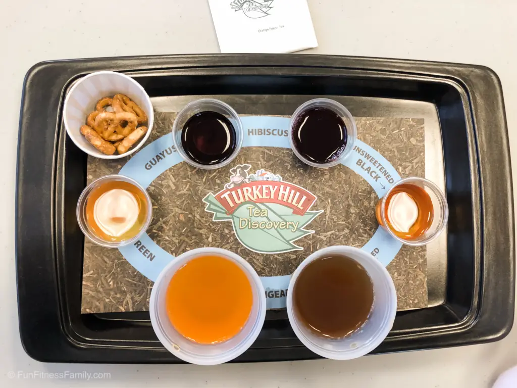 In the Turkey Hill Tea Discovery, you get to taste several types of tea plus a fruit drink mapped out strategically on a tray. This is an add-on to the Turkey Hill Experience ticket at this popular Pennsylvania attraction. 