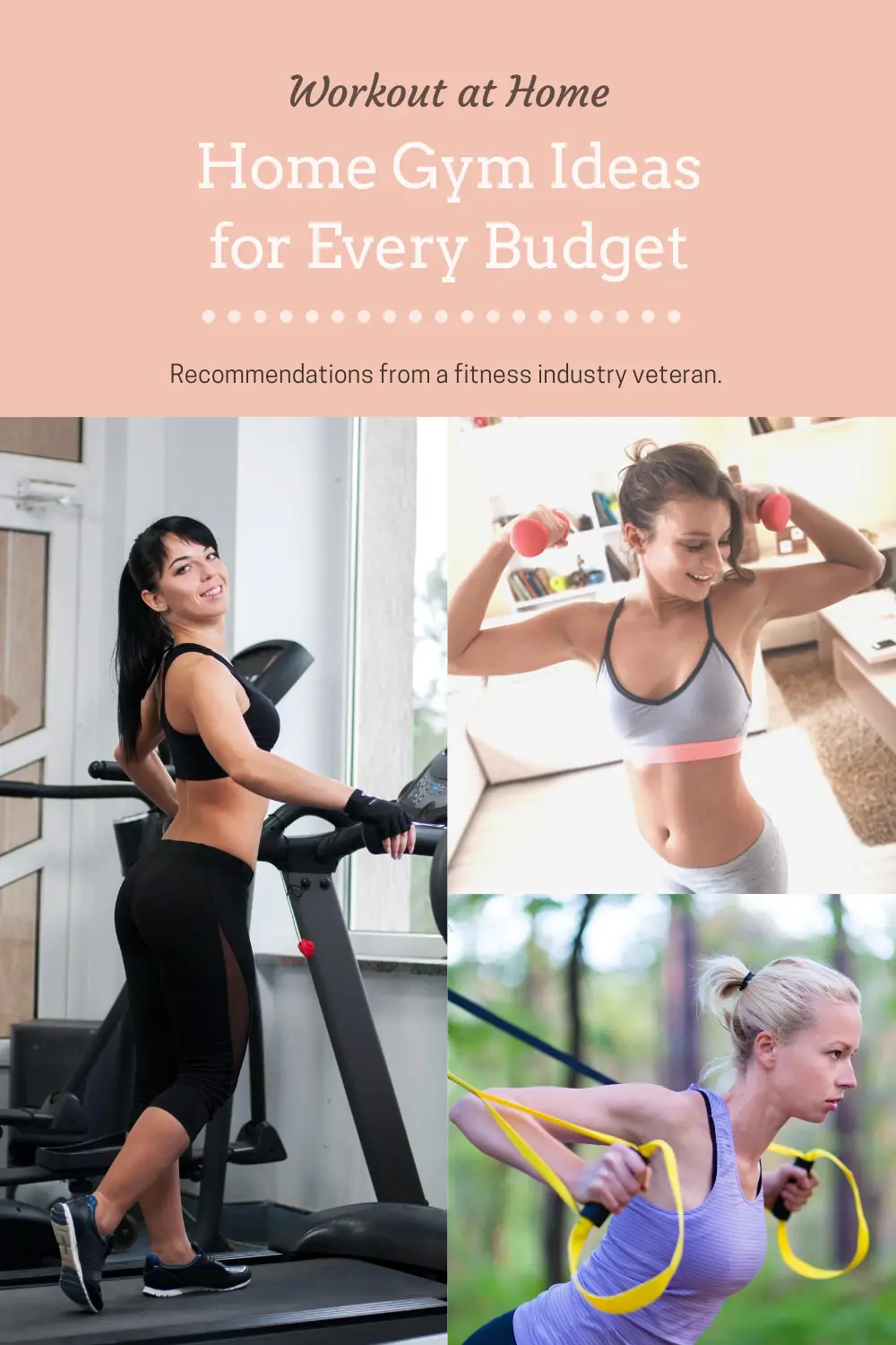 Build a home gym for every budget for an effective strength + cardio workout at home. #homegym #fitness #homeworkout #healthyliving 