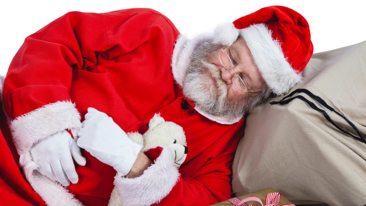 holiday wellness tips santa getting sleep